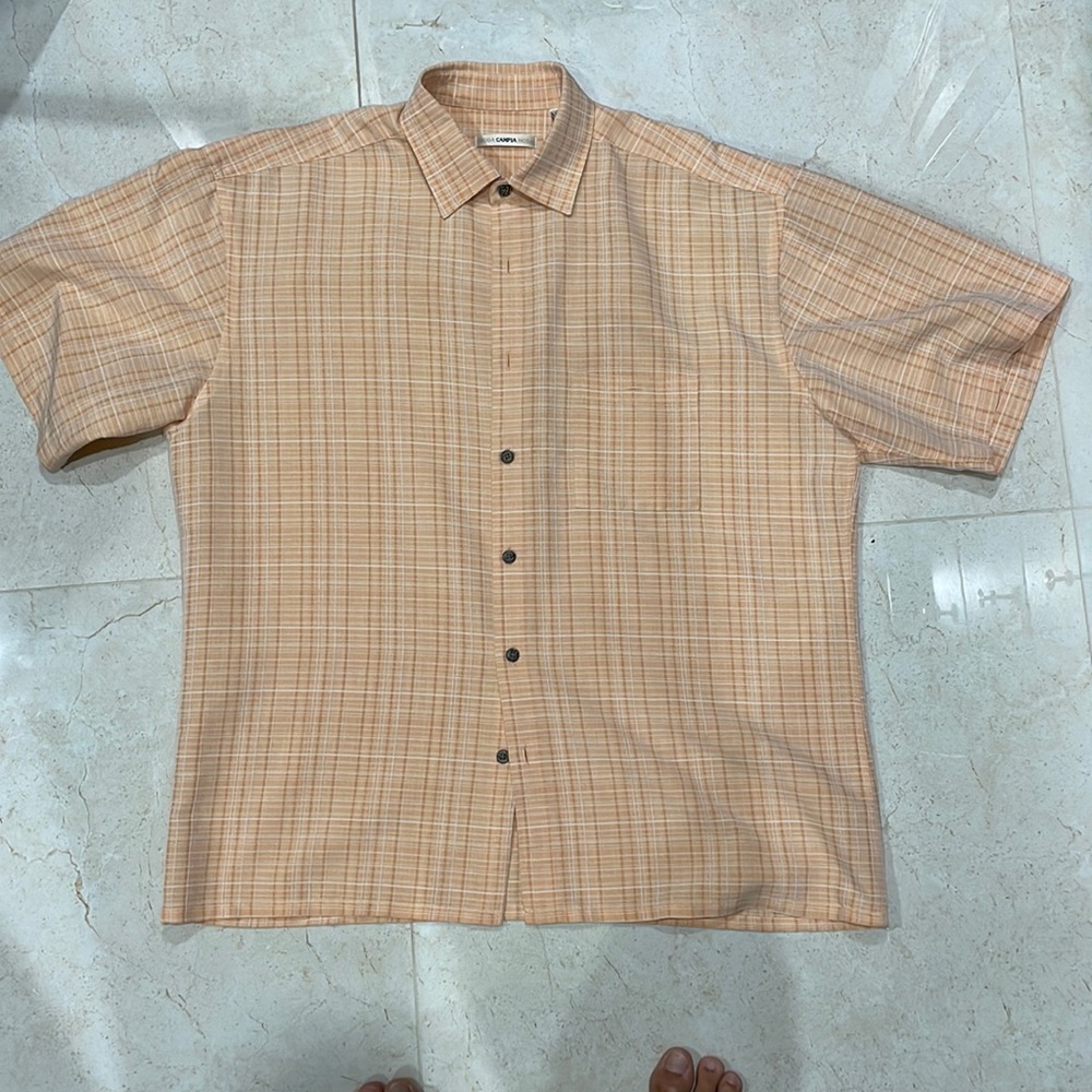 Short sleeve orange button up from moda campia moda